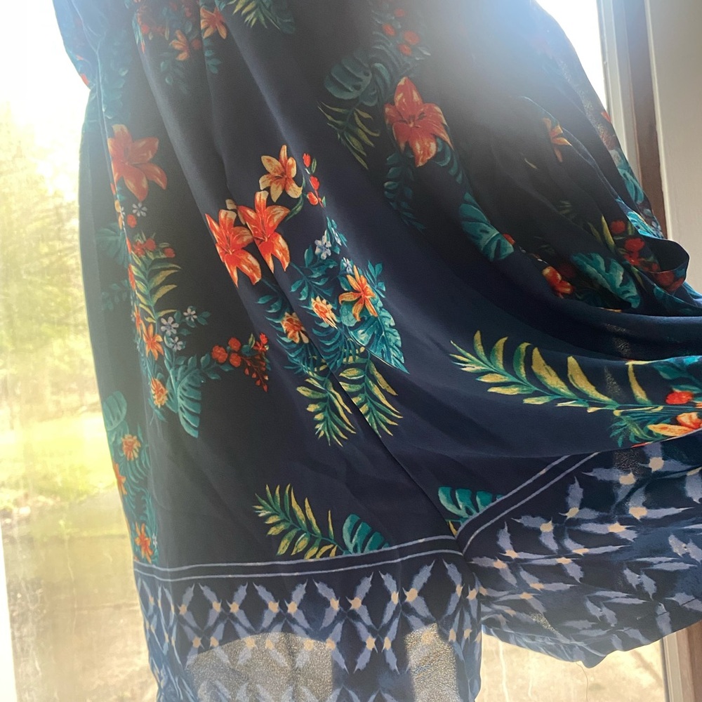 Navy Tropical Floral Sleeveless Skort